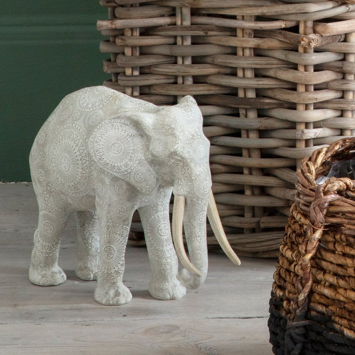 Product photograph of Gallery Interiors Mandal White Elephant Sculpture from Olivia's