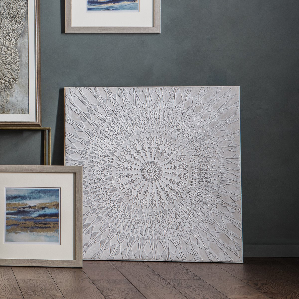 Product photograph of Gallery Interiors Roshani White Textured Art Canvas from Olivia's