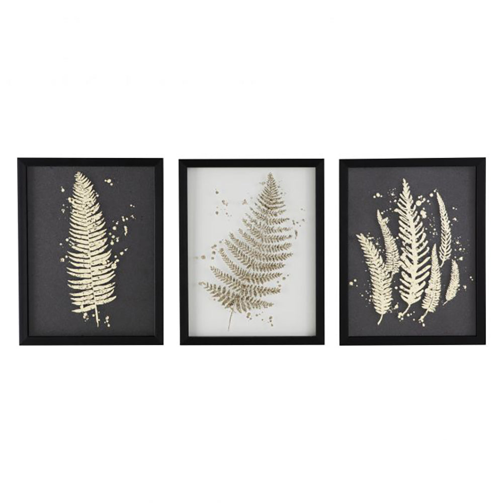 Product photograph of Gallery Interiors Set Of 3 Gold Ferns Framed Art from Olivia's.