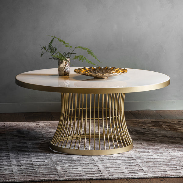Product photograph of Gallery Interiors Pickford Coffee Table In Champagne from Olivia's.