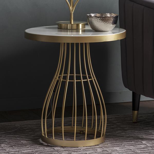 Product photograph of Gallery Interiors Southgate Side Table Champagne from Olivia's.