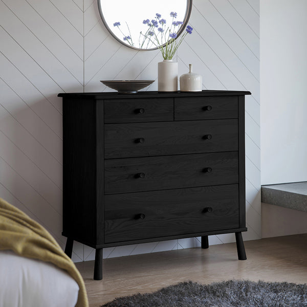 Product photograph of Gallery Interiors Wycombe 5 Drawer Chest Black from Olivia's.