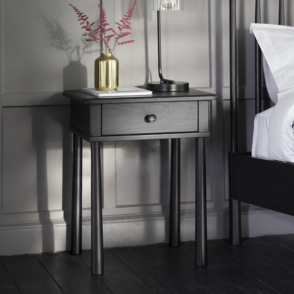 Product photograph of Gallery Interiors Wycombe 1 Drawer Bedside Black from Olivia's.