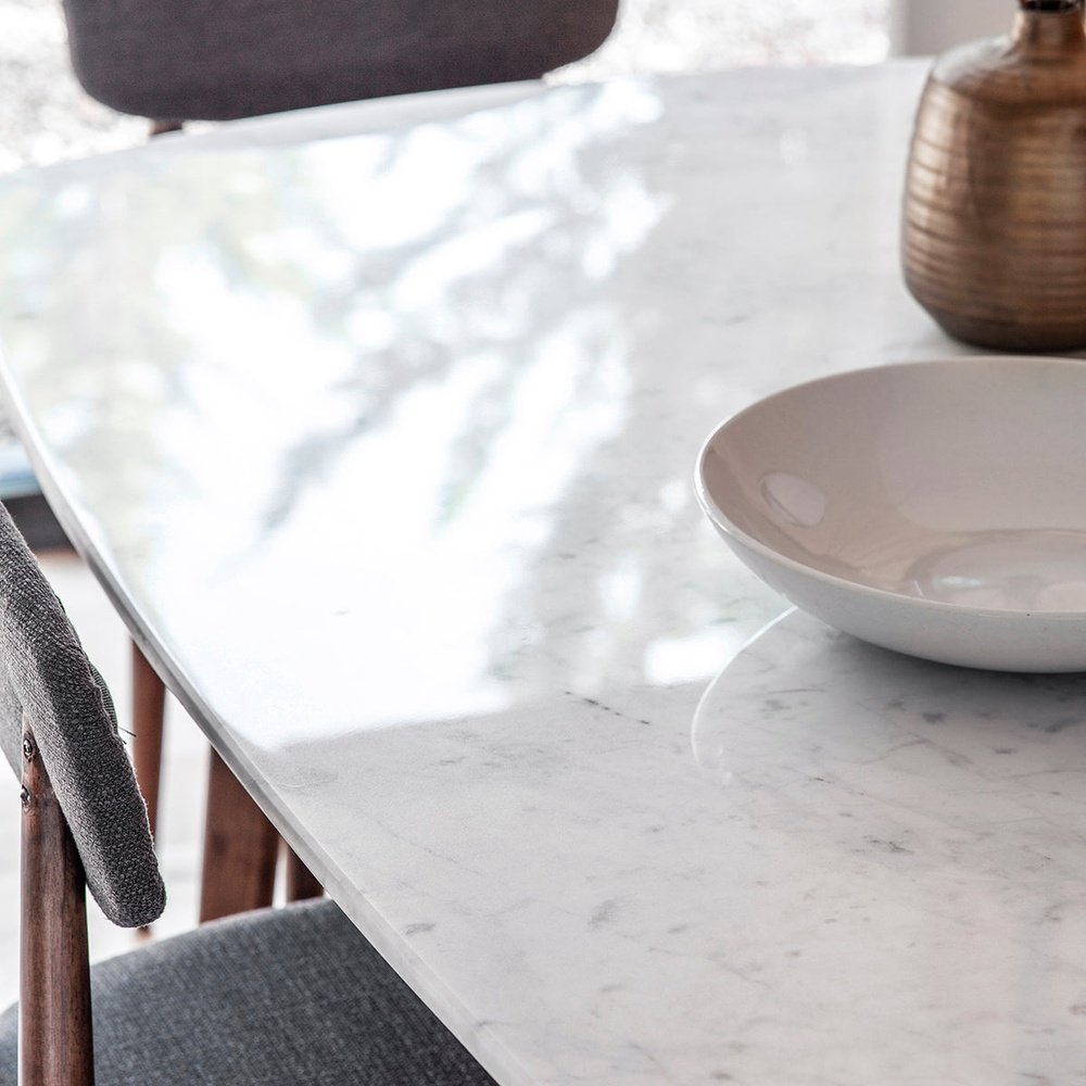 Product photograph of Gallery Interiors Barcelona 6 Seater Marble Rectangular Dining Table from Olivia's.