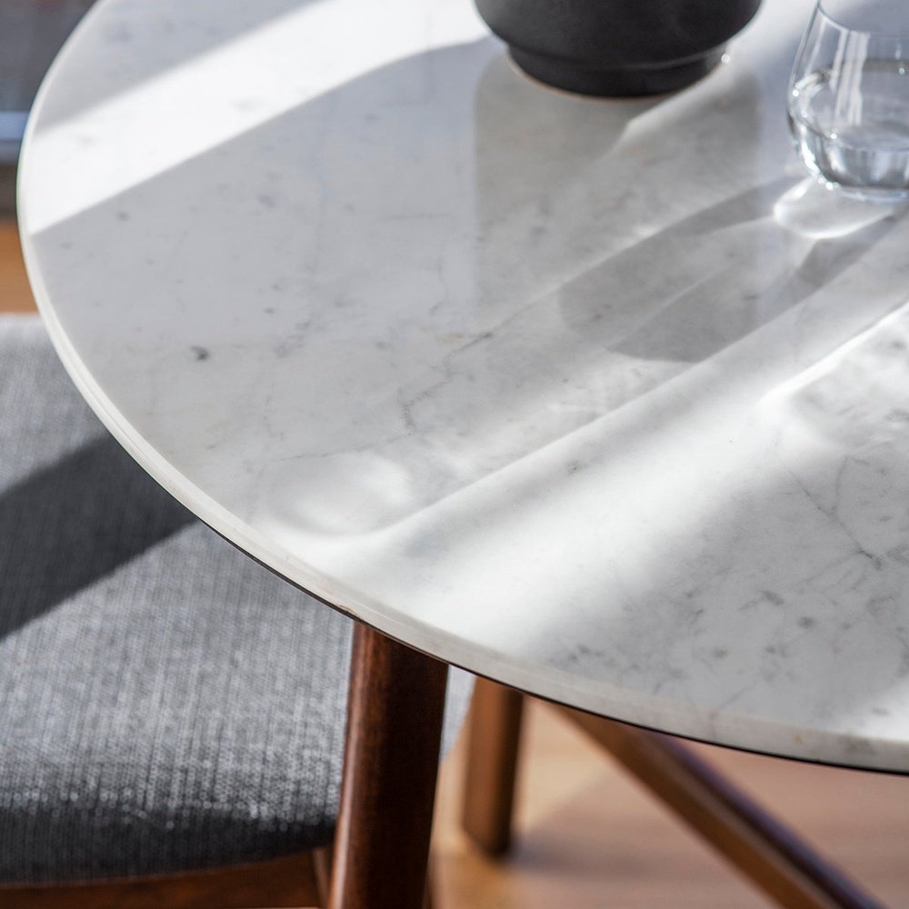 Product photograph of Gallery Interiors Barcelona 4 Seater Marble Round Dining Table from Olivia's.