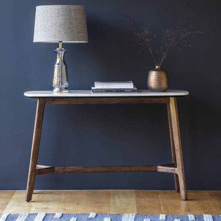 Product photograph of Gallery Interiors Barcelona Console Table With Marble Top from Olivia's.