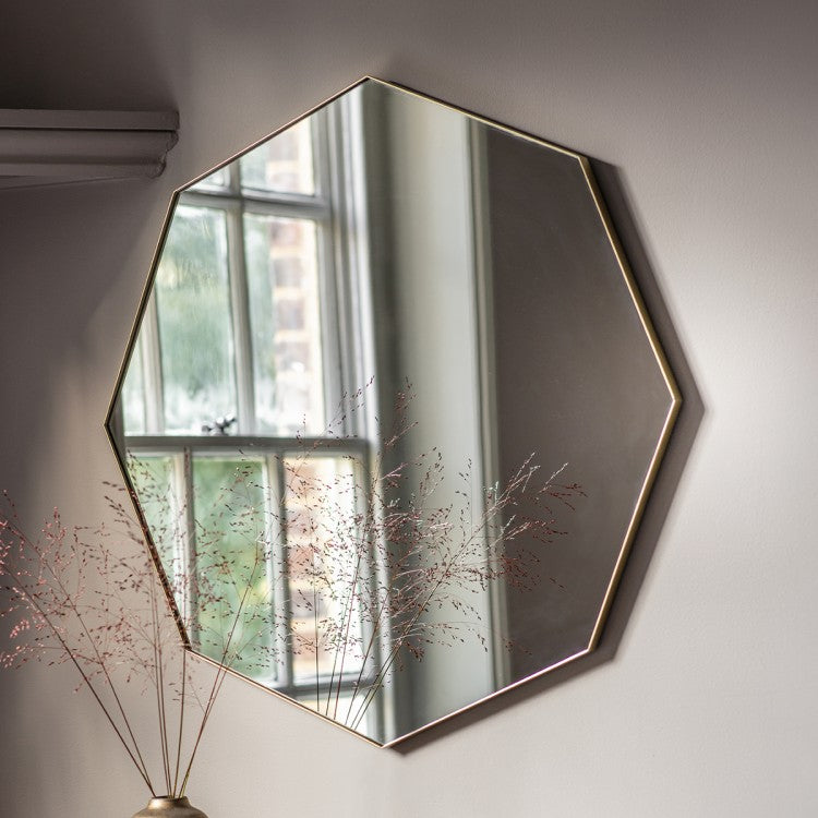 Product photograph of Gallery Interiors Bowie Octagon Mirror Champagne from Olivia's