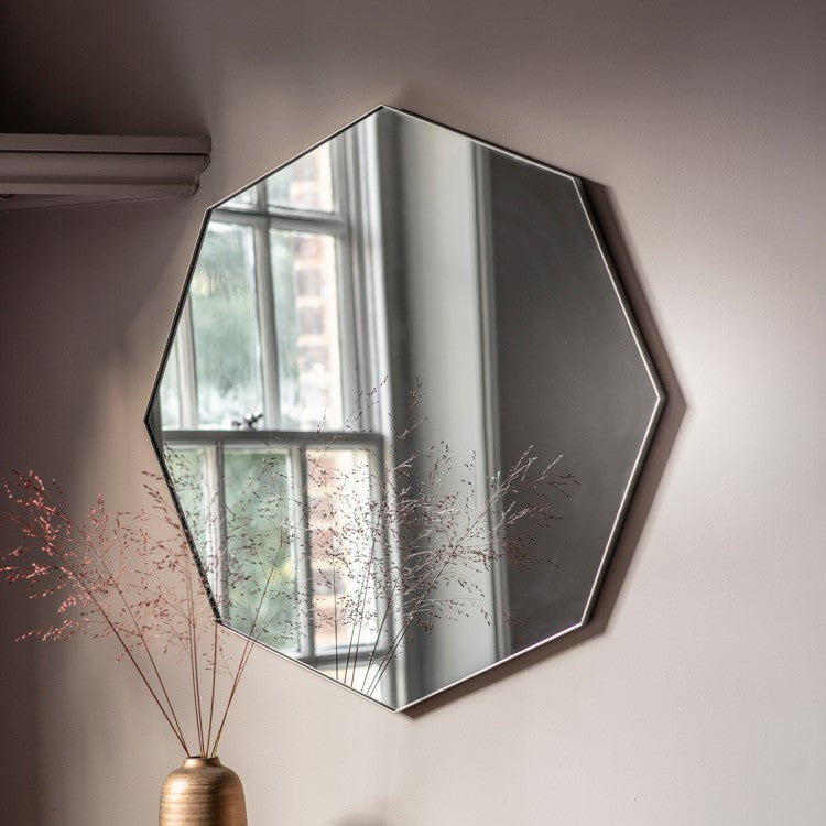Product photograph of Gallery Interiors Bowie Octagon Mirror In Silver from Olivia's