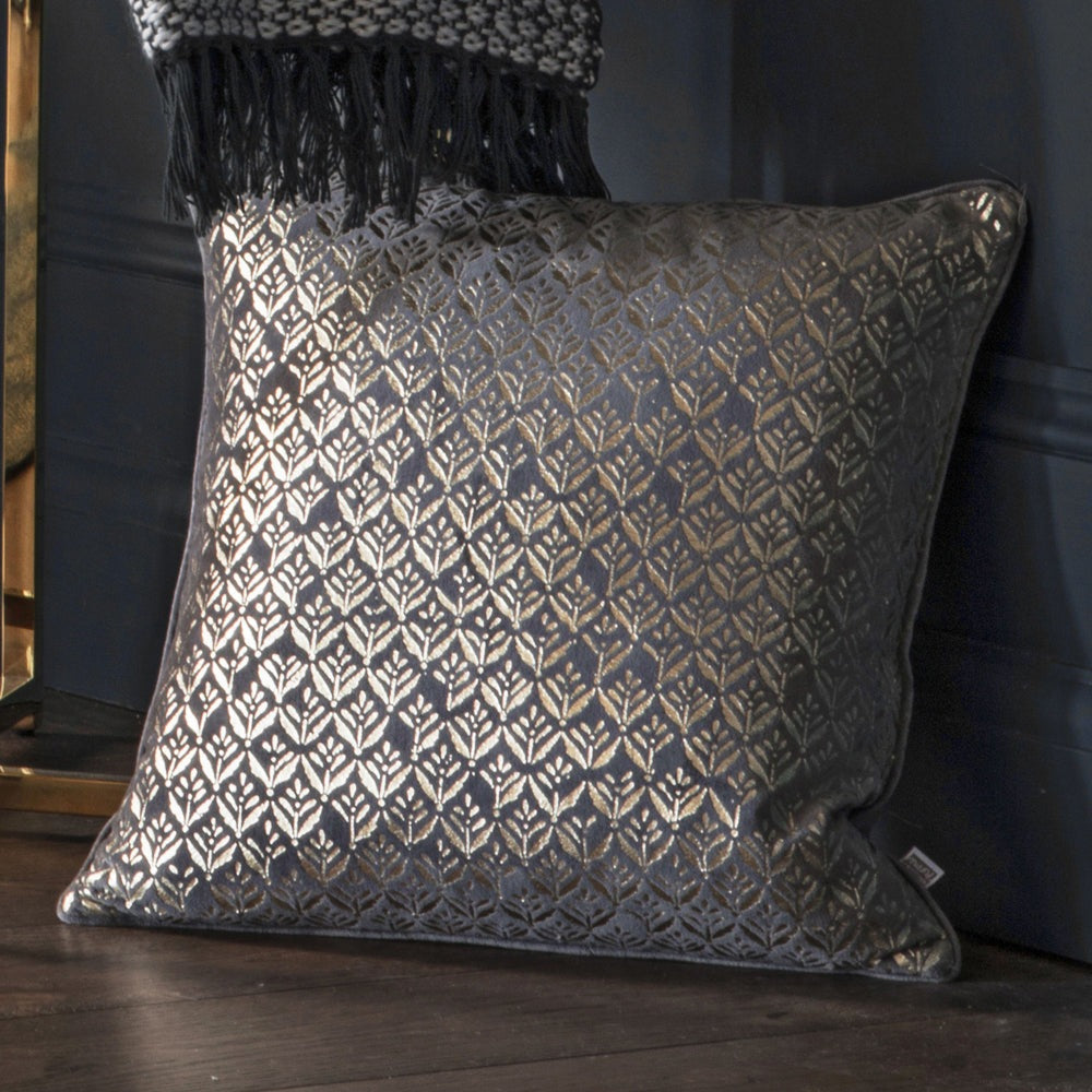 Product photograph of Gallery Interiors Metallic Printed Cushion Grey from Olivia's.