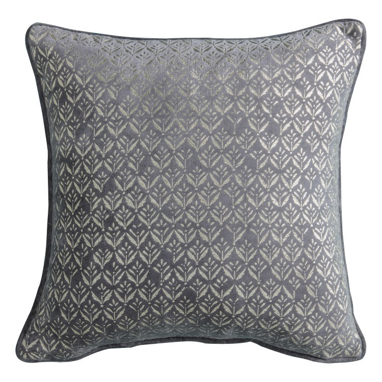 Gallery Interiors Metallic Printed Cushion Outlet Grey