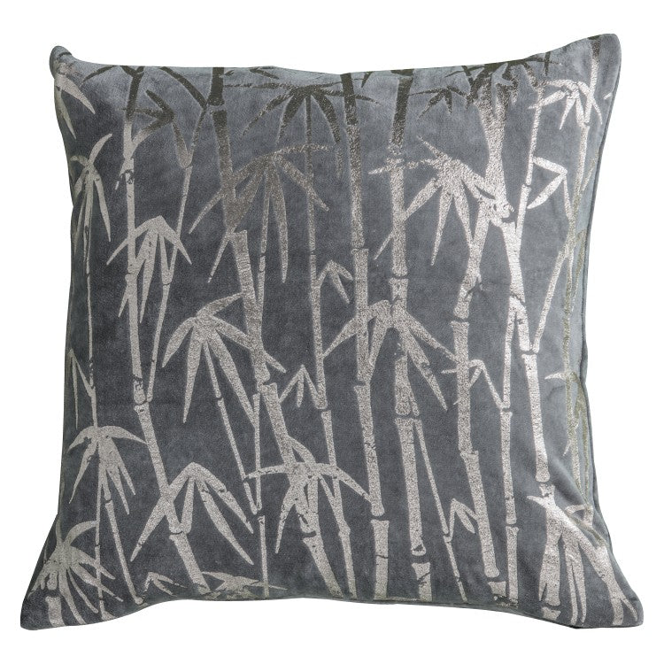Product photograph of Gallery Interiors Bamboo Palm Metallic Cushion Grey from Olivia's