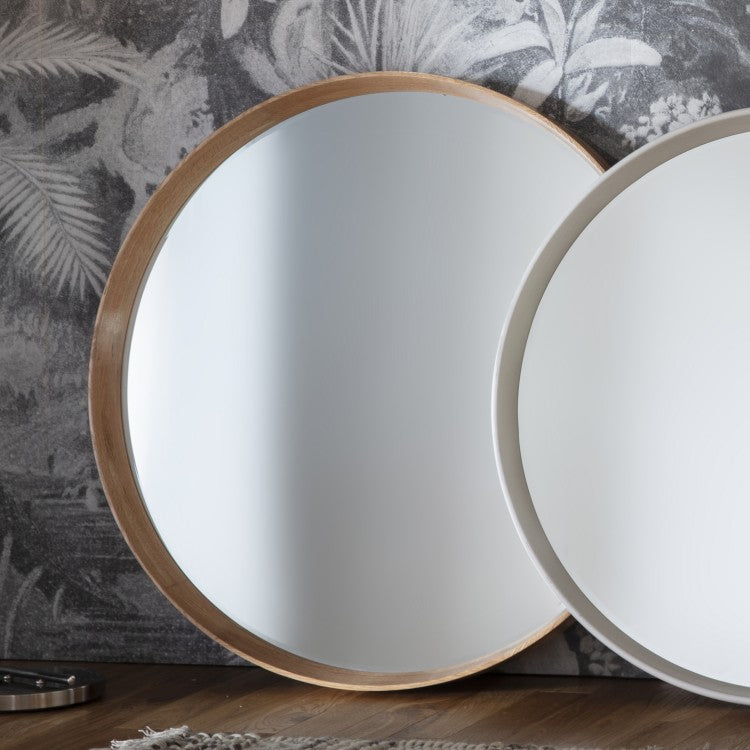 Product photograph of Gallery Interiors Keaton Round Mirror Oak Large Round from Olivia's.