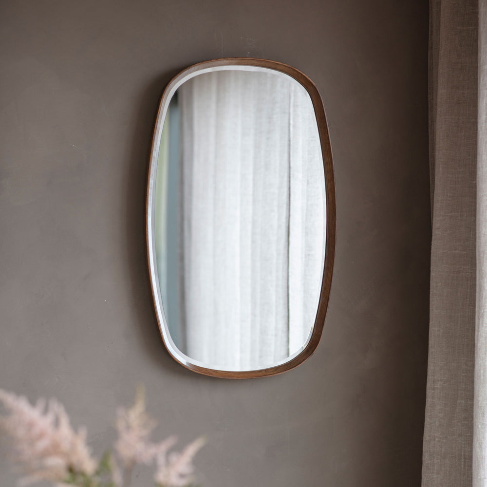 Product photograph of Gallery Interiors Keaton Oval Walnut Mirror from Olivia's.