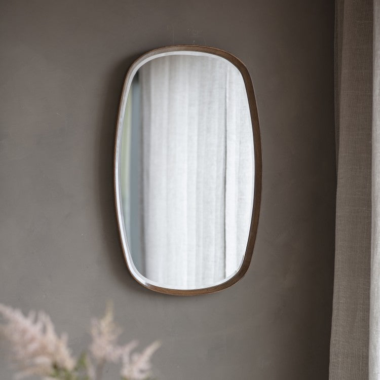 Product photograph of Gallery Interiors Keaton Oval Walnut Mirror from Olivia's