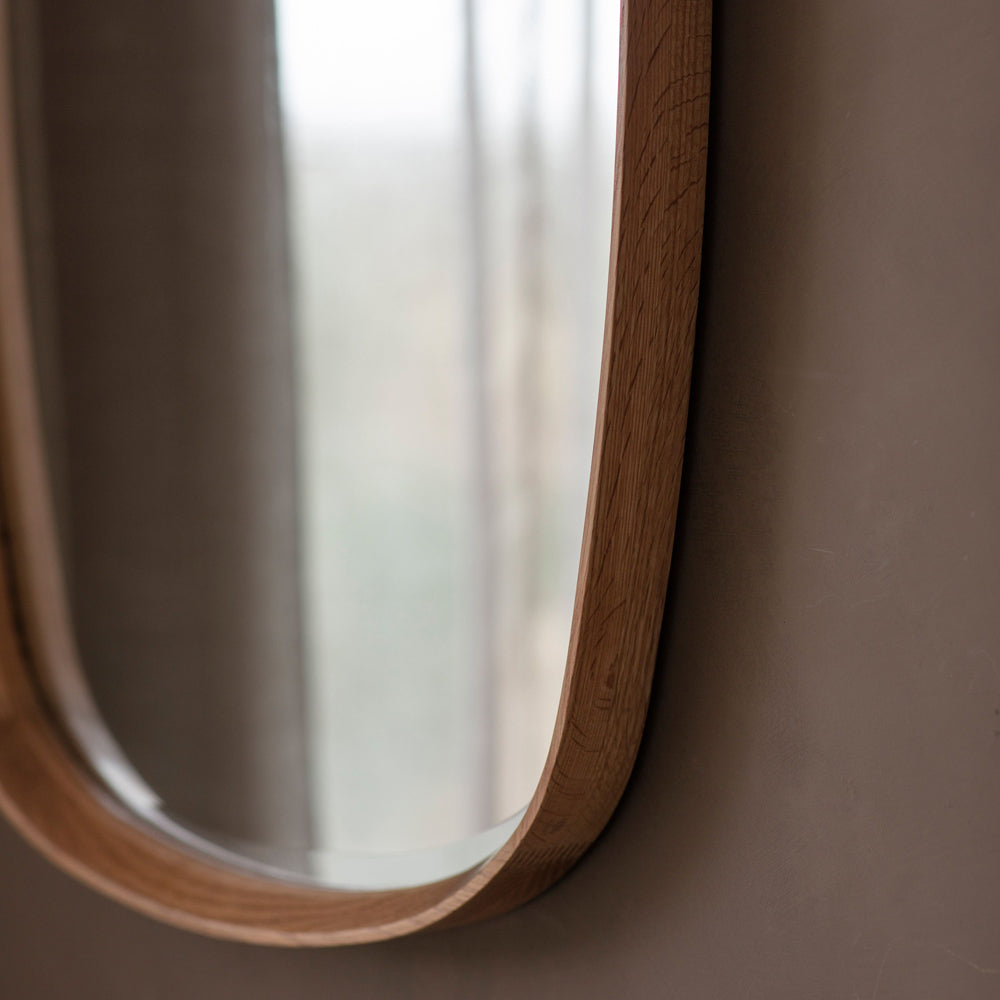 Product photograph of Gallery Interiors Keaton Oval Oak Mirror from Olivia's.