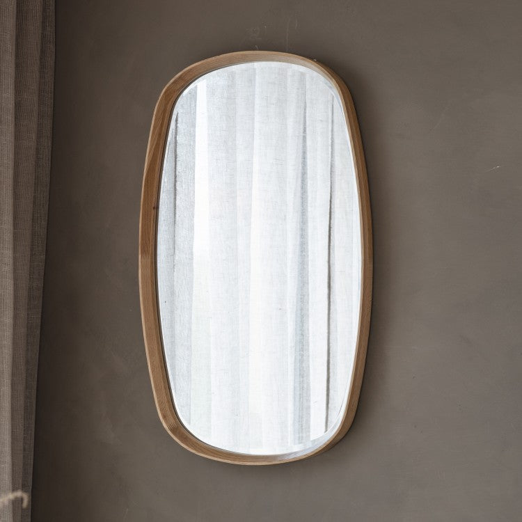 Product photograph of Gallery Interiors Keaton Oval Oak Mirror from Olivia's.