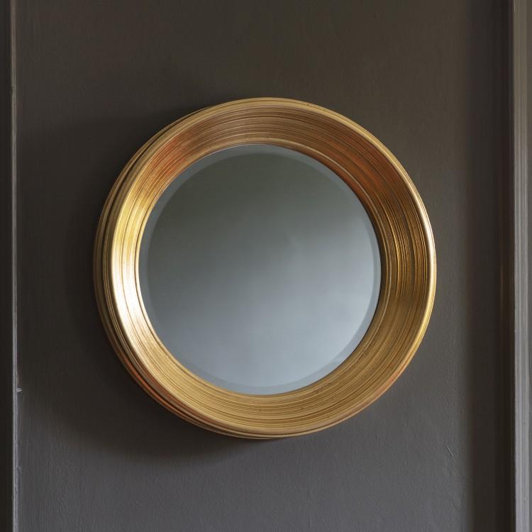 Product photograph of Gallery Interiors Chaplin Round Mirror Gold Outlet from Olivia's