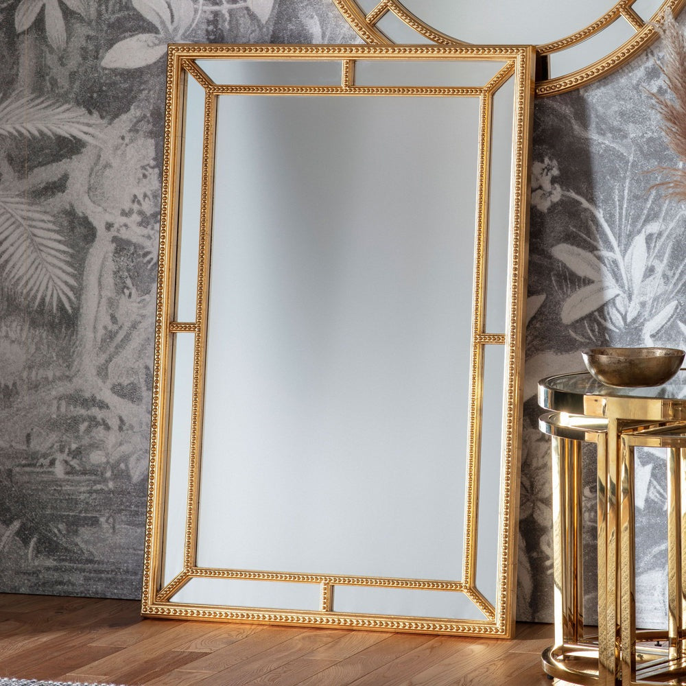 Product photograph of Gallery Interiors Sinatra Mirror In Gold Gold Round from Olivia's.