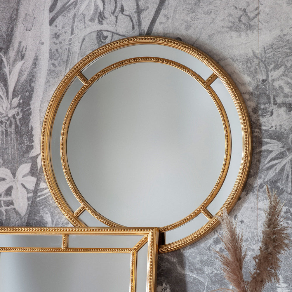 Product photograph of Gallery Interiors Sinatra Mirror In Gold Gold Rectangle from Olivia's.
