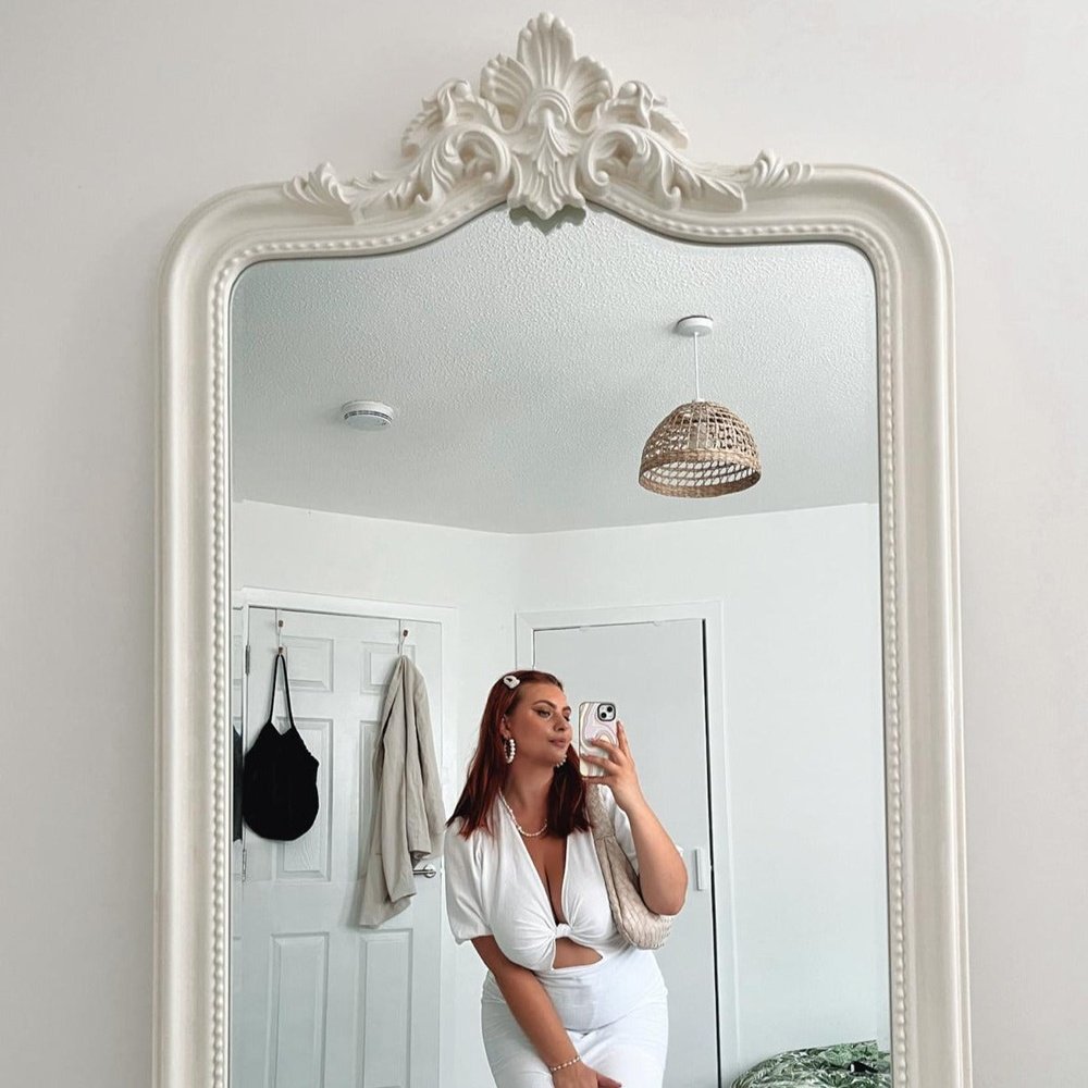 Product photograph of Gallery Interiors Cagney Mirror In White from Olivia's.