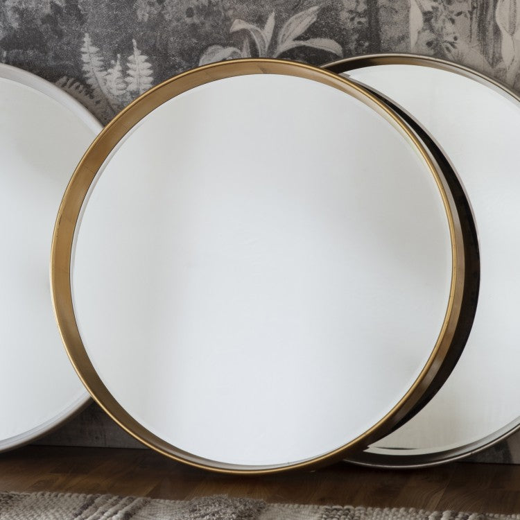 Product photograph of Gallery Interiors Harvey Round Mirror In Gold from Olivia's