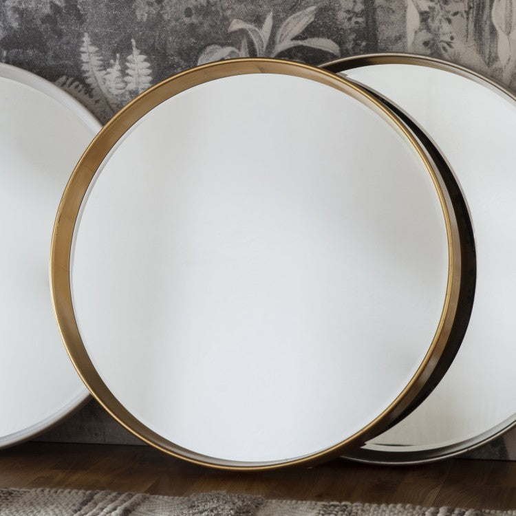 Product photograph of Gallery Interiors Harvey Round Mirror In Gold from Olivia's.