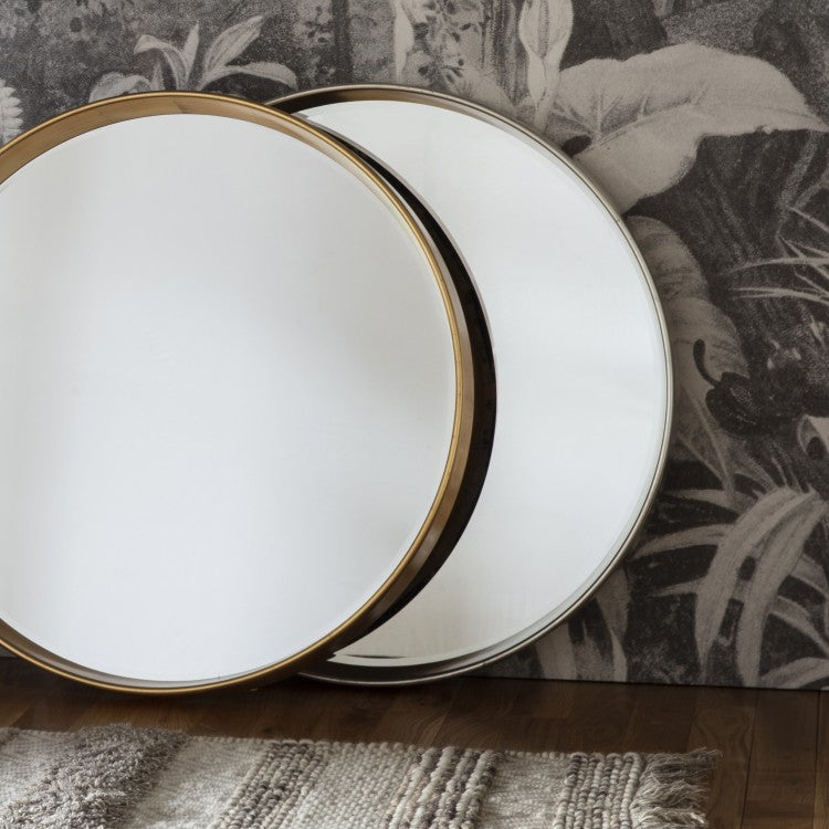 Product photograph of Gallery Interiors Harvey Round Mirror In Silver from Olivia's