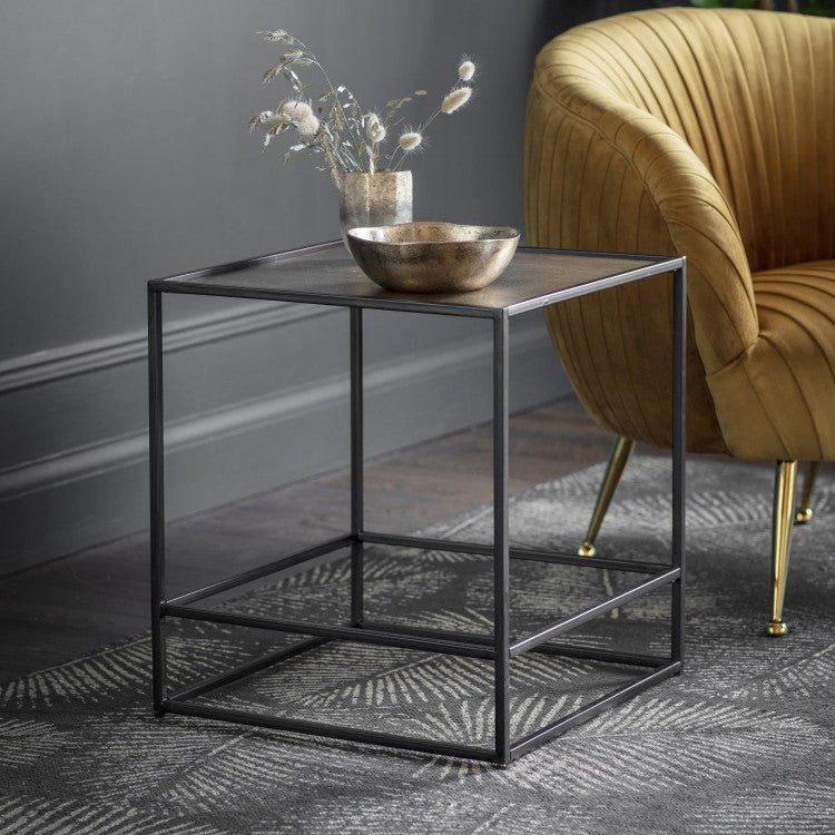 Gallery Direct Hadston Side Table Antique Gold Outlet
