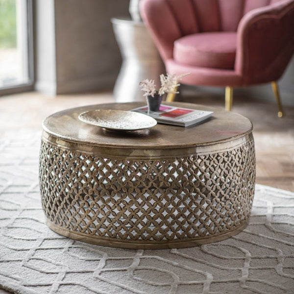 Product photograph of Gallery Interiors Khalasar Coffee Table In Light Gold from Olivia's.