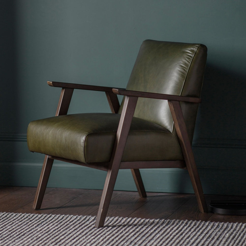 Product photograph of Gallery Interiors Neyland Occasional Chair In Heritage Green from Olivia's.