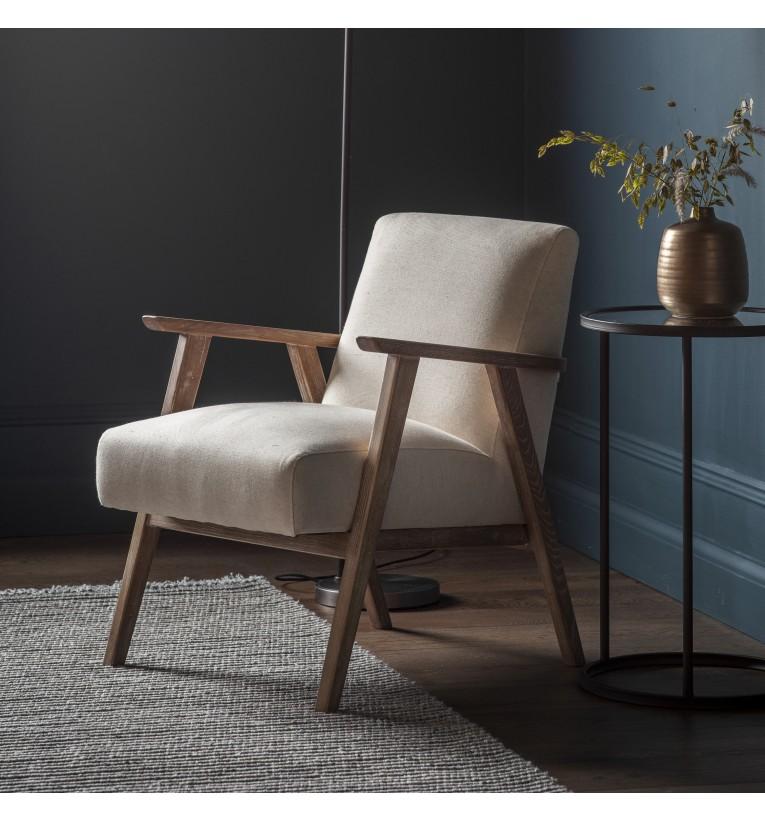 Product photograph of Gallery Interiors Neyland Natural Linen Occasional Chair Outlet from Olivia's.