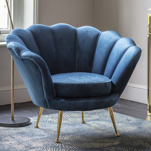Product photograph of Gallery Interiors Rivello Occasional Chair Outlet Inky Blue from Olivia's.