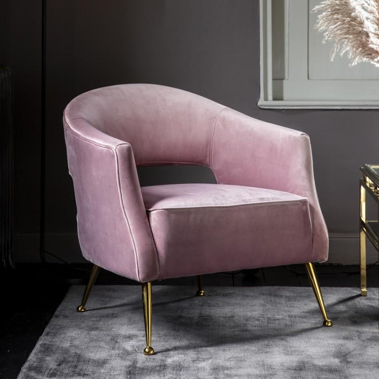 Product photograph of Gallery Interiors Barletta Dusky Velvet Occasional Chair Outlet from Olivia's