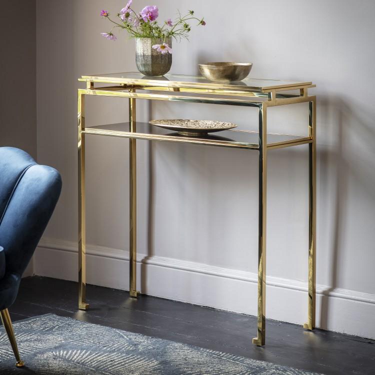 Gallery Direct Cosenza Console Table Gold Outlet