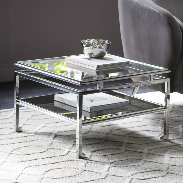 Gallery Interiors Cosenza Short Side Table Silver Outlet