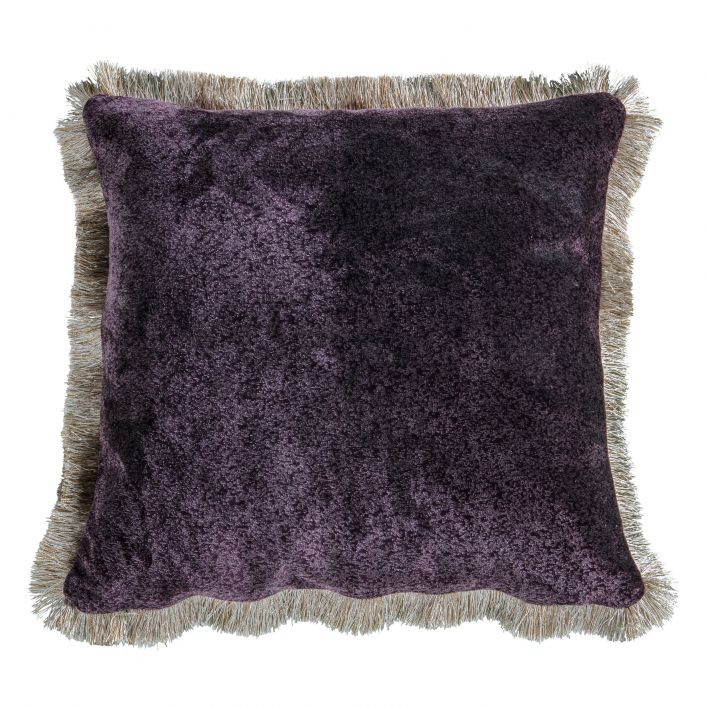 Product photograph of Gallery Interiors Mottled Velvet Cushion In Plum Outlet from Olivia's