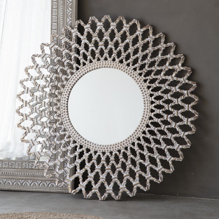 Product photograph of Gallery Interiors Bharta Mirror In Silver from Olivia's