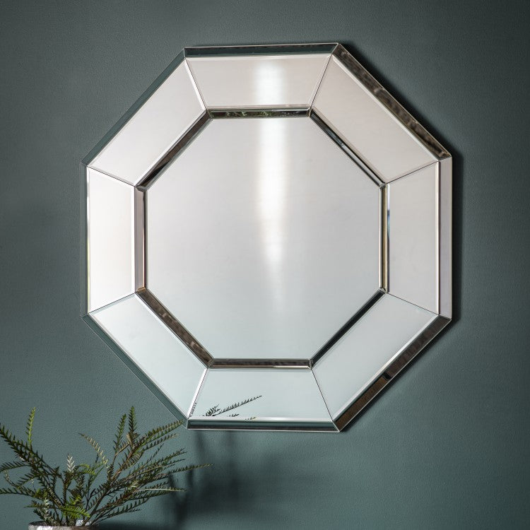 Gallery Interiors Vienna Mirror Silver Octagon