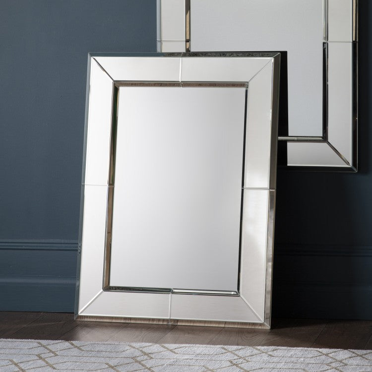 Product photograph of Gallery Interiors Vienna Mirror Silver Rectangle from Olivia's.