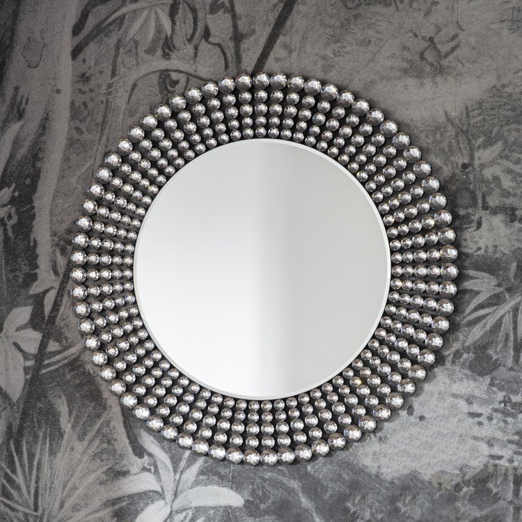 Product photograph of Gallery Interiors Sharrington Round Wall Mirror Outlet Grey Round from Olivia's.