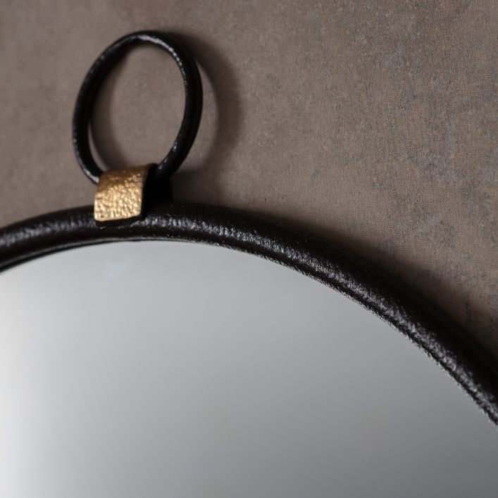 Product photograph of Gallery Interiors Bayswater Round Mirror In Black from Olivia's.