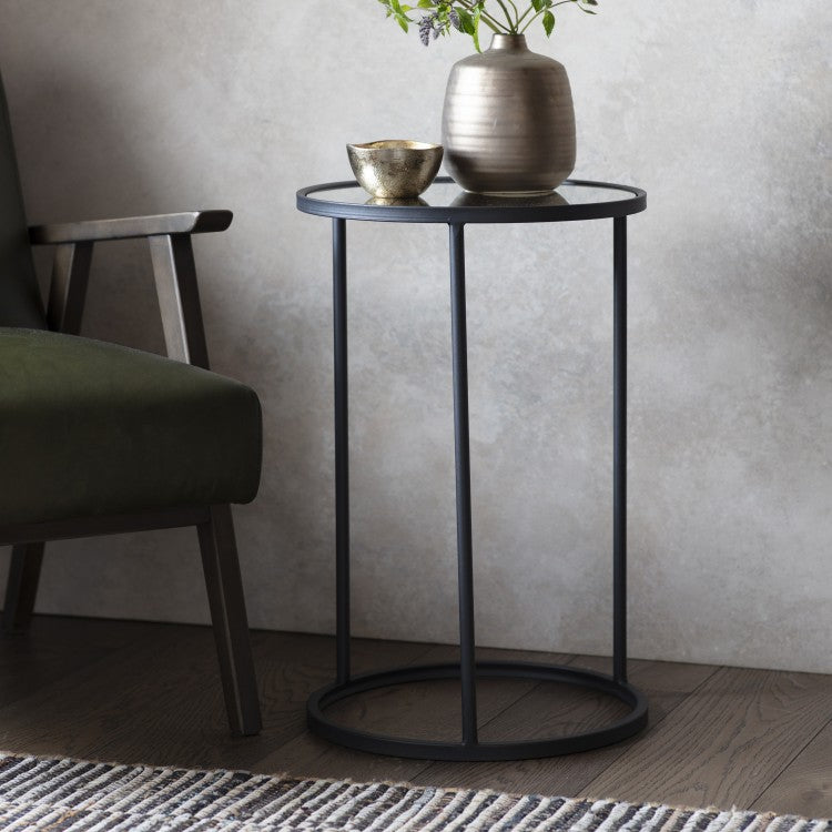 Product photograph of Gallery Interiors Hutton Side Table In Black from Olivia's.