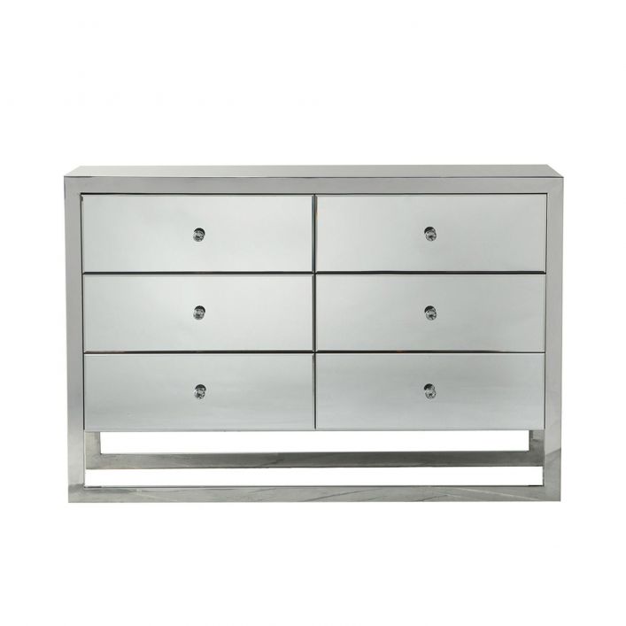 Product photograph of Gallery Interiors Cutler 6 Drawer Mirrored Chest from Olivia's