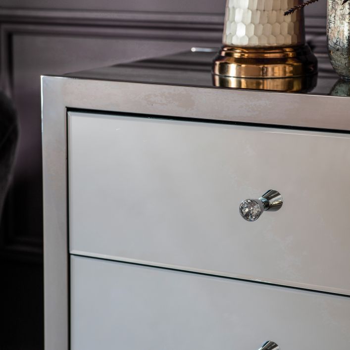 Product photograph of Gallery Interiors Cutler 6 Drawer Mirrored Chest from Olivia's.