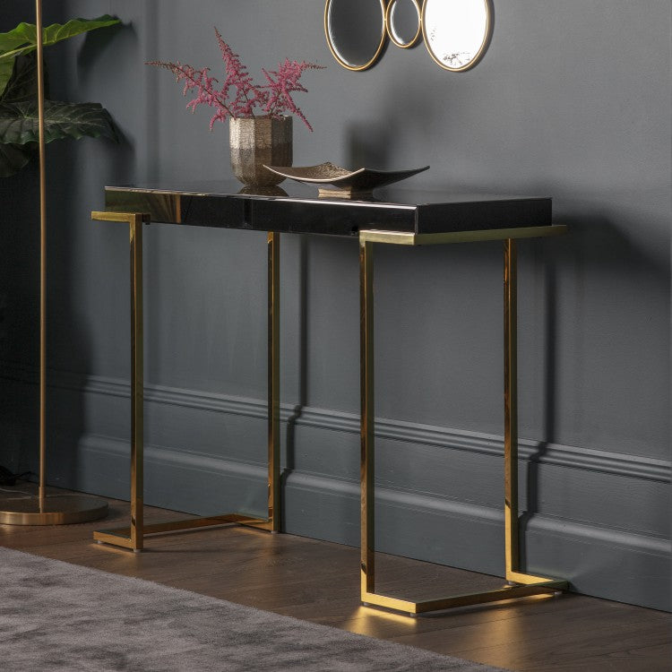 Gallery Direct Delray Black Mirrored Console