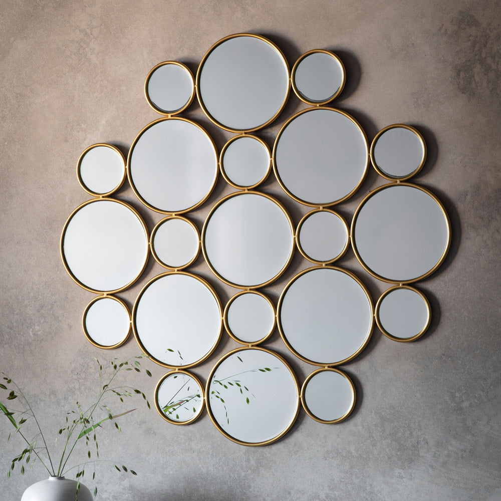 Product photograph of Gallery Interiors Wallis Circles Mirror In Gold from Olivia's.