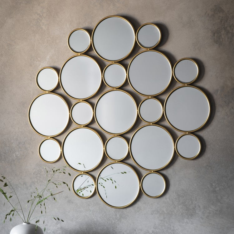 Product photograph of Gallery Interiors Wallis Circles Mirror In Gold from Olivia's