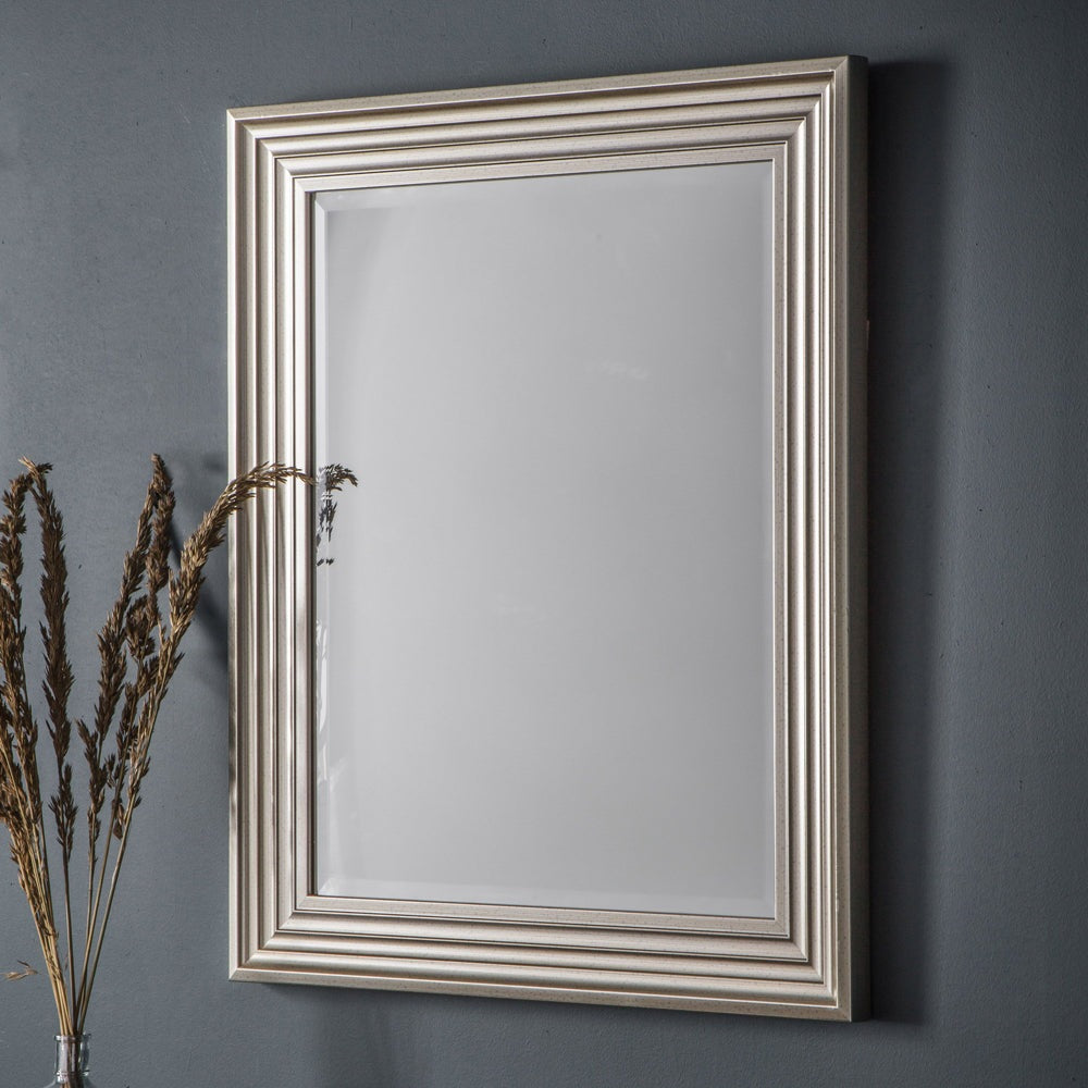 Product photograph of Gallery Interiors Haylen Mirror Wall Mirror - Brushed Steel Brushed Steel Wall from Olivia's.