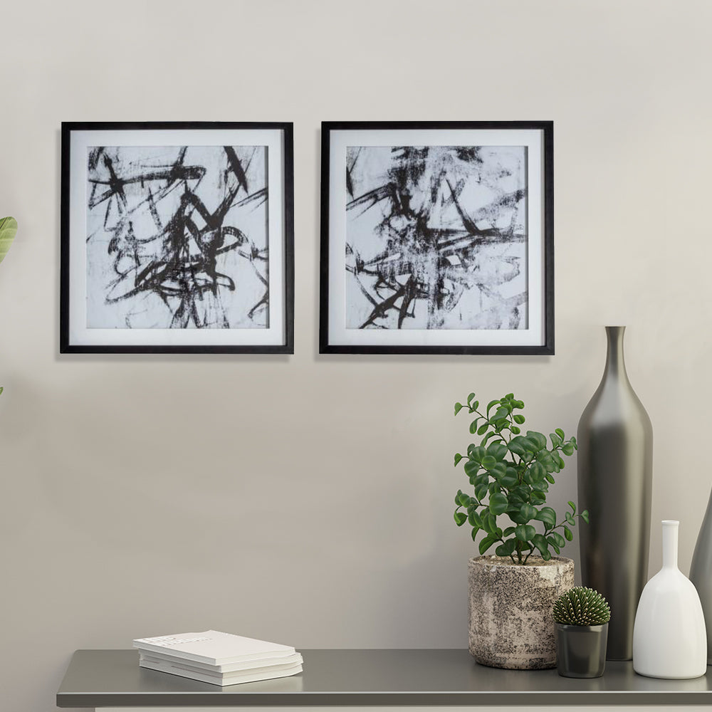 Product photograph of Gallery Interiors Set Of 2 Monochrome Abstract Art from Olivia's.