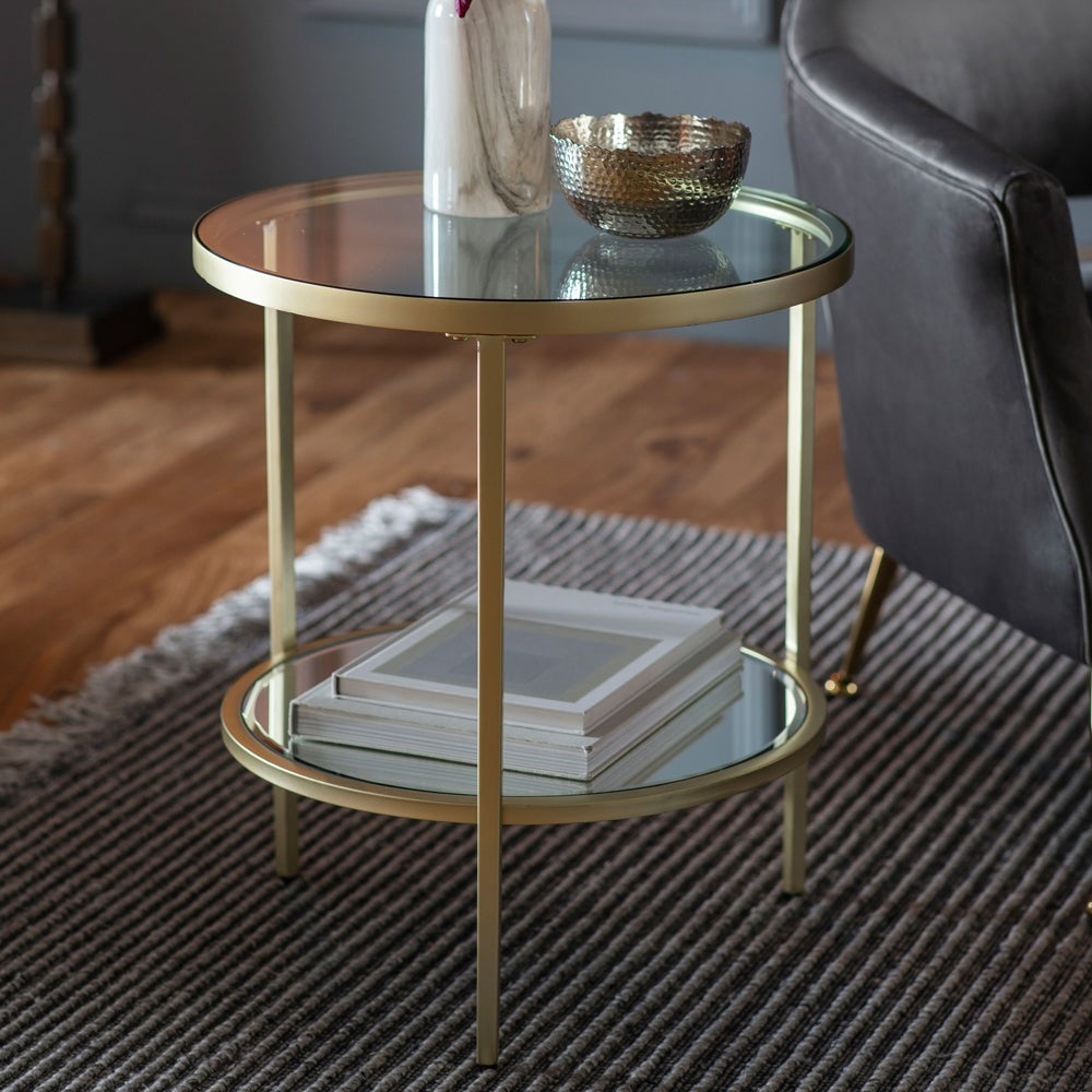 Product photograph of Gallery Interiors Hudson Side Table In Champagne from Olivia's.